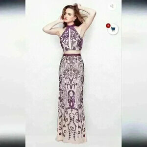 Primavera Couture - High Halter Cutout Evening Prom Dress Size 10